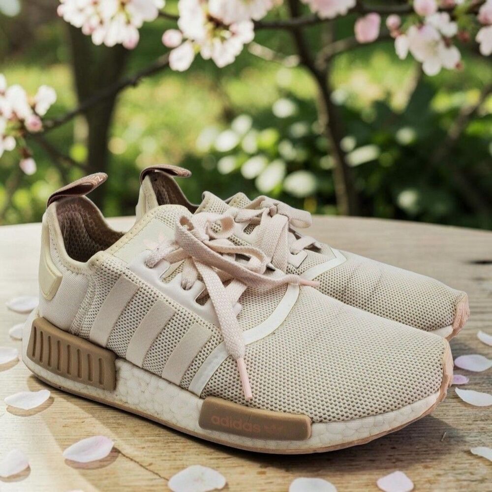 Adidas NMD R1 Boost Athletic Shoes Womens 8 Chaulk White Beige NO INSOLES